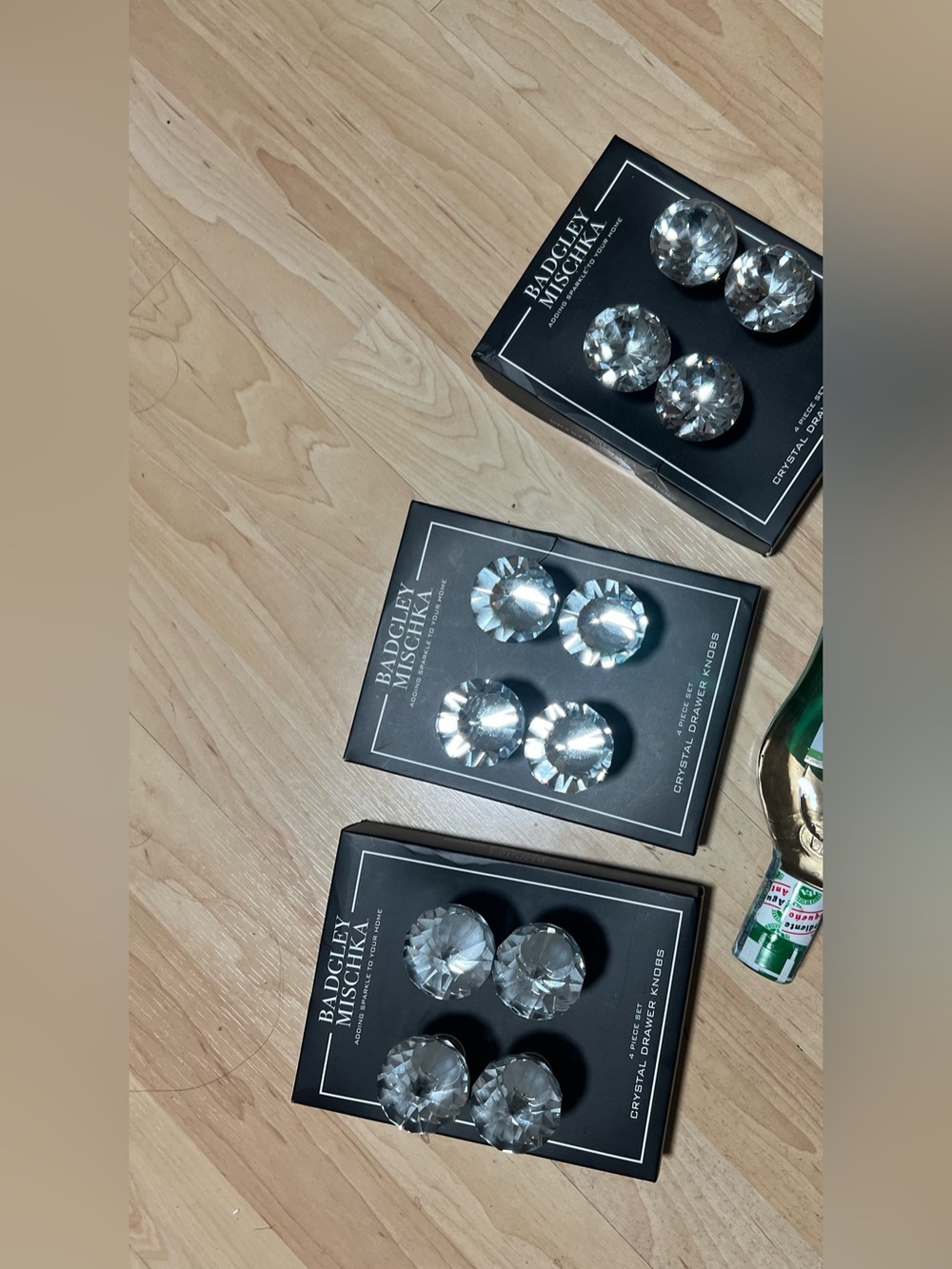 Badgley Mischka Clear Crystal Drawer Knobs - Faceted Glass